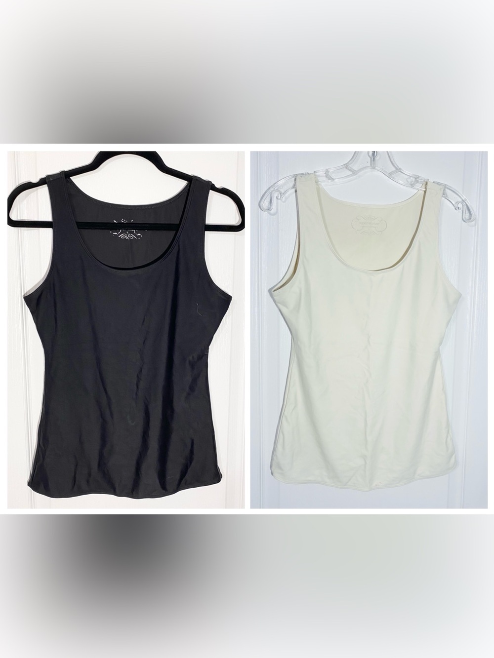 2 Pc Tapemeasure Shapewear Tank Top Lot Black Ivory Size Large